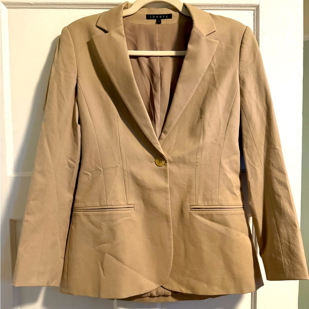 Tan Theory Blazer one button stretch